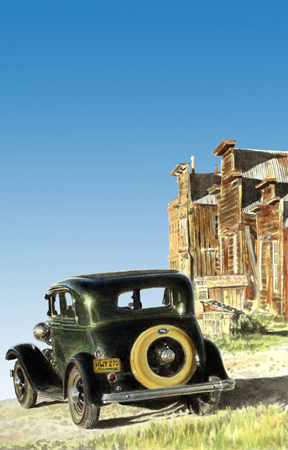painting of 1932 Ford Victoria at Bodie State Historic Park