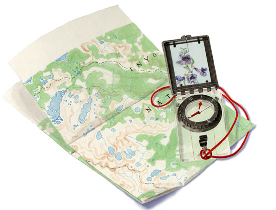Topo map and compass